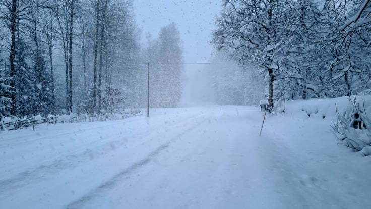 Snöig landsväg